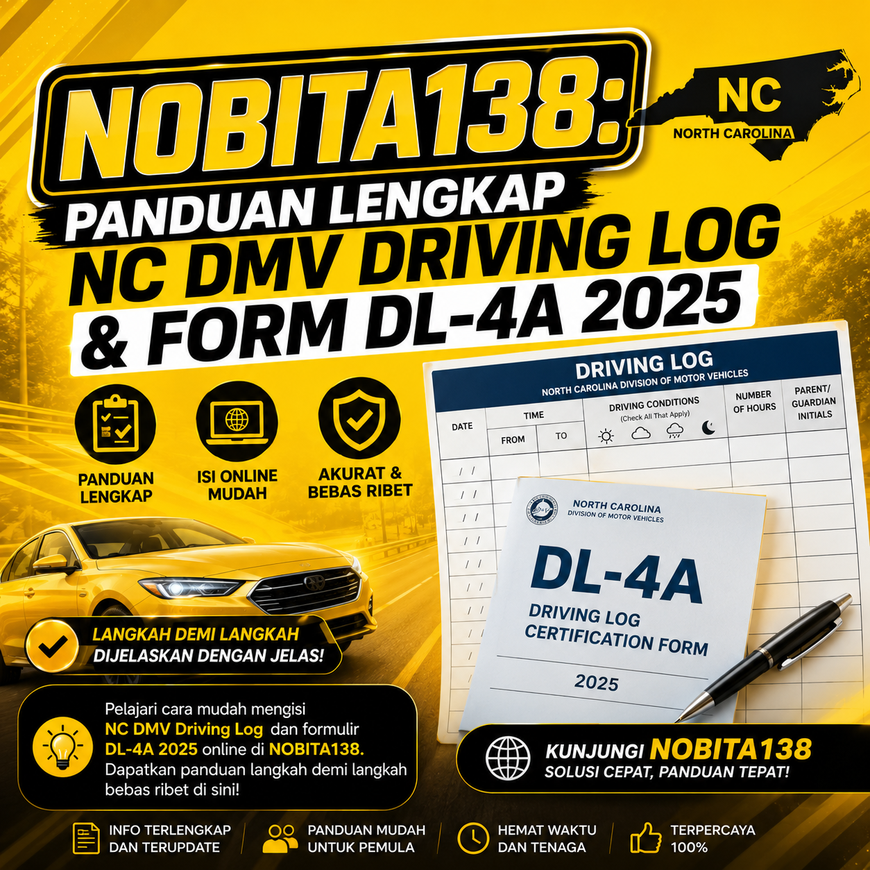 NOBITA138: Panduan Lengkap NC DMV Driving Log & Form DL-4A 2025